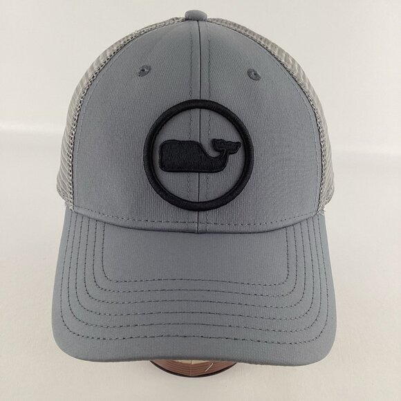 Snap-Back Other - Vineyard Vines Snapback Trucker Hat Ball Cap Gray Blue Whale Dot Headwear